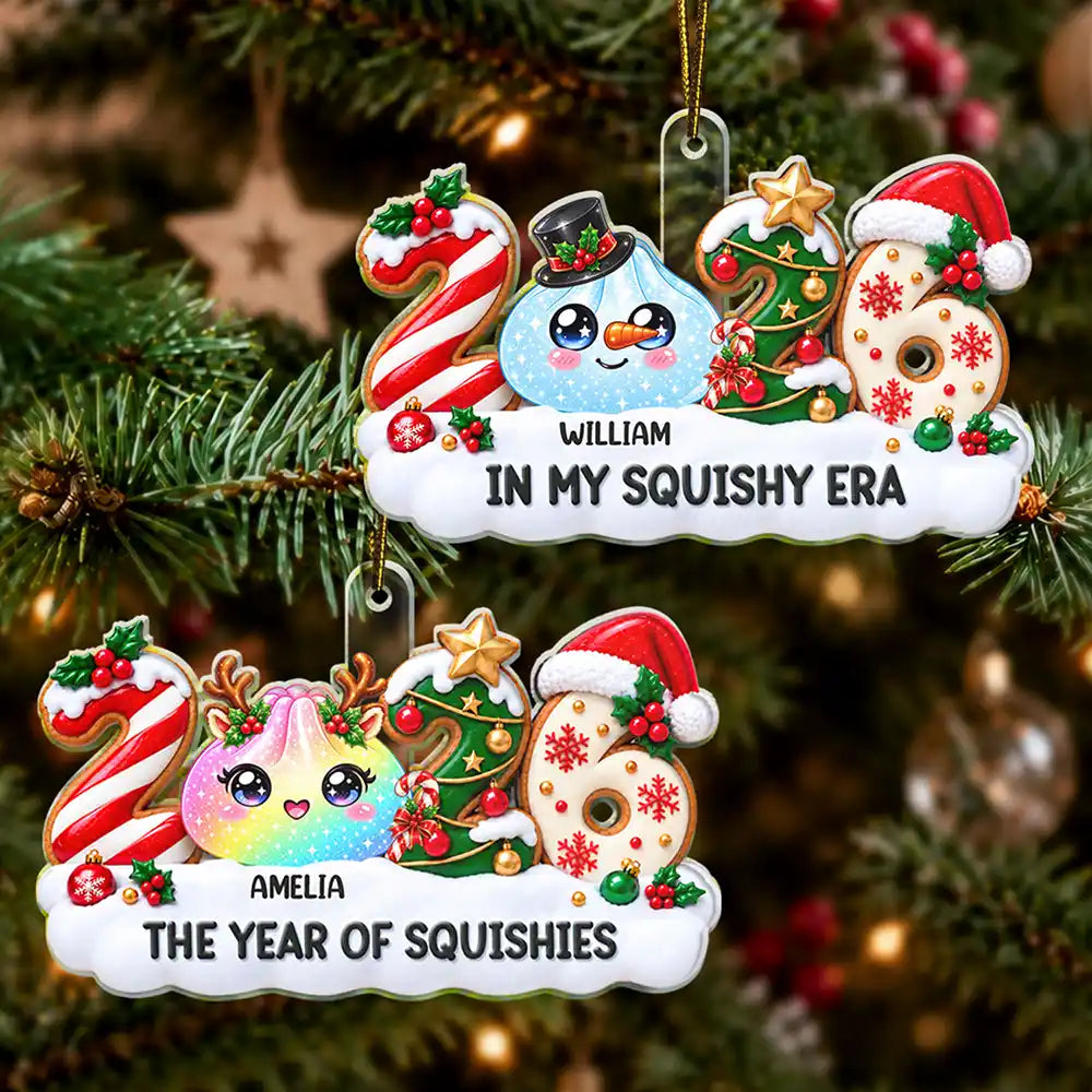 Playful, Christmas, Gift For Kids, Icon - The Year Of Squishy Dumpling Hunting 2026 Keepsake Gift For Kids Daughter - Personalized Custom Shaped Acrylic Ornament