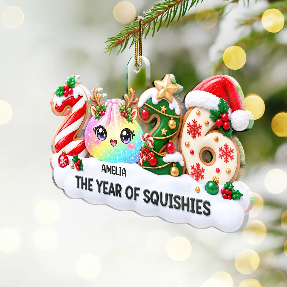 Playful, Christmas, Gift For Kids, Icon - The Year Of Squishy Dumpling Hunting 2026 Keepsake Gift For Kids Daughter - Personalized Custom Shaped Acrylic Ornament