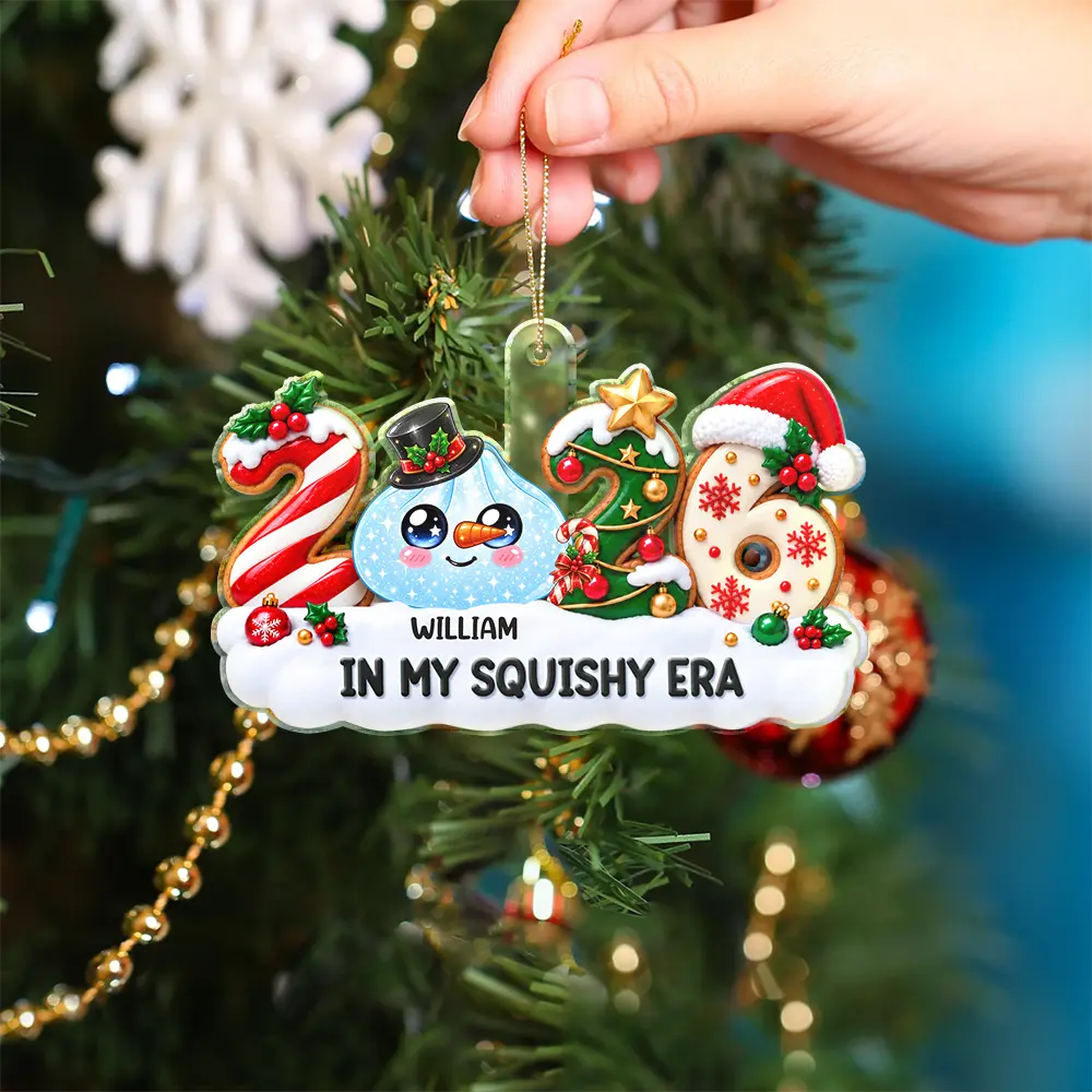Playful, Christmas, Gift For Kids, Icon - The Year Of Squishy Dumpling Hunting 2026 Keepsake Gift For Kids Daughter - Personalized Custom Shaped Acrylic Ornament