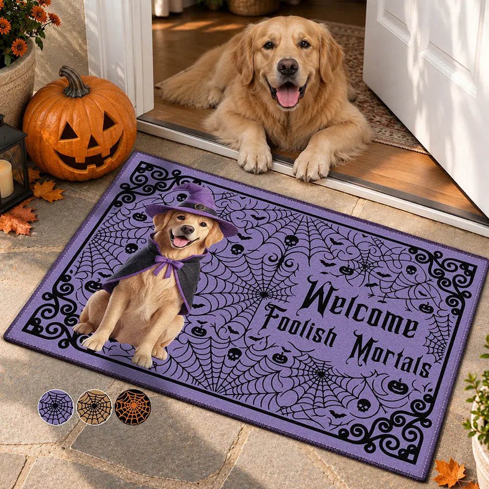 Halloween Spooky Decor For Pet Lovers - Personalized Custom Photo Welcome Doormat