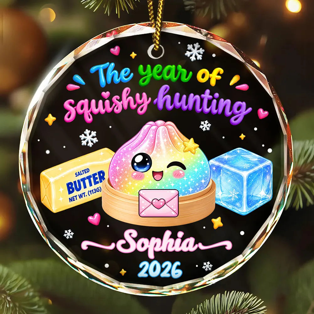 Custom Squishy Dumpling The Year Of Squishies Keepsake Gift For Kids - Personalized Circle Glass Ornament