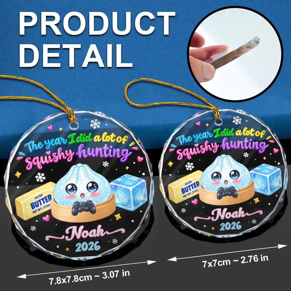 Top Market,Playful,Christmas,Gift For Kids,Icon - Custom Squishy Dumpling The Year Of Squishies Keepsake Gift For Kids - Personalized Circle Glass Ornament