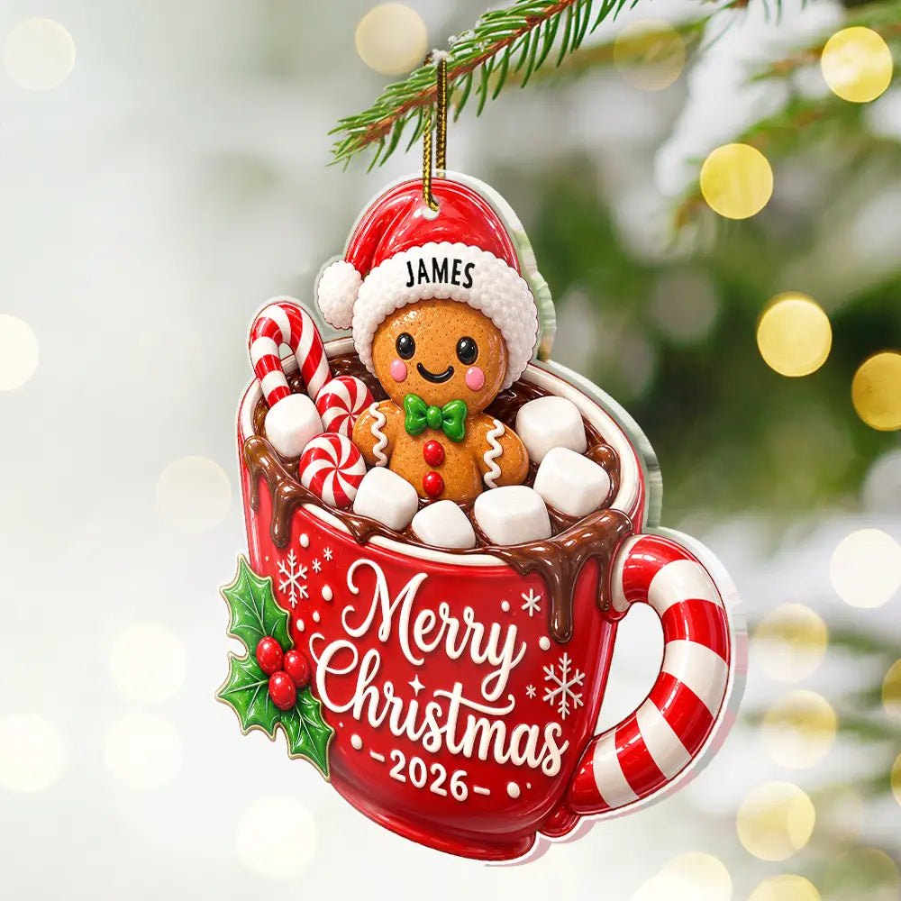 Christmas,Family,Happy,Top Market,Vector - Christmas Gift For Family - Personalized Gingerbread Acrylic Ornament