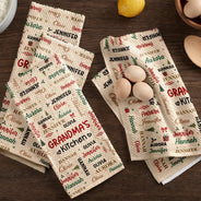 Christmas,Custom Text,Gift For Grandma,Gifts For Her,Happy - Christmas Gift For Grandma Nana - Personalized Kids Names Kitchen Towel
