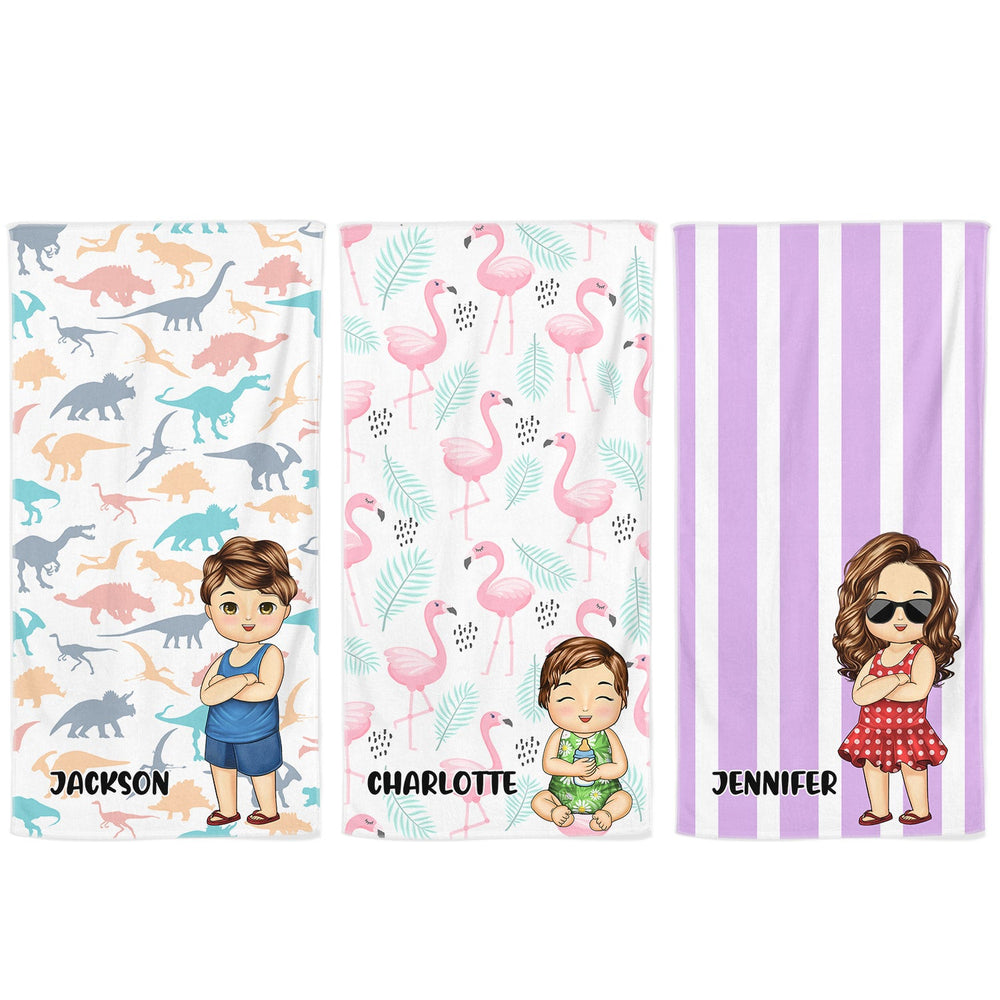 Kids Vacation Stripe - Gift For Children, Grandkids - Personalized Beach Towel