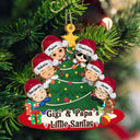 Gigi And Papa's Little Santa - Christmas Gift For Grandparents, Parents - Personalized Wooden Cutout Ornament