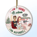 No Returns Or Refunds - Christmas Gift For Couples, Lover, Husband, Wife - Personalized Circle Ceramic Ornament