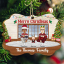 Merry Christmas Lovely Family - Gift For Parents - Personalized Medallion Wooden Ornament