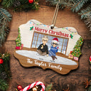 Merry Christmas Lovely Family - Gift For Parents - Personalized Medallion Wooden Ornament