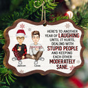Laughing Until It Hurts - Christmas Gifts For Best Friends, Besties - Personalized Medallion Wooden Ornament
