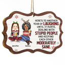 Laughing Until It Hurts - Christmas Gifts For Best Friends, Besties - Personalized Medallion Wooden Ornament