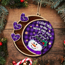 Love You To The Moon And Back Snowman - Christmas, Loving Gift For Grandpa, Grandma, Grandparents - Personalized 2-Layered Wooden Ornament