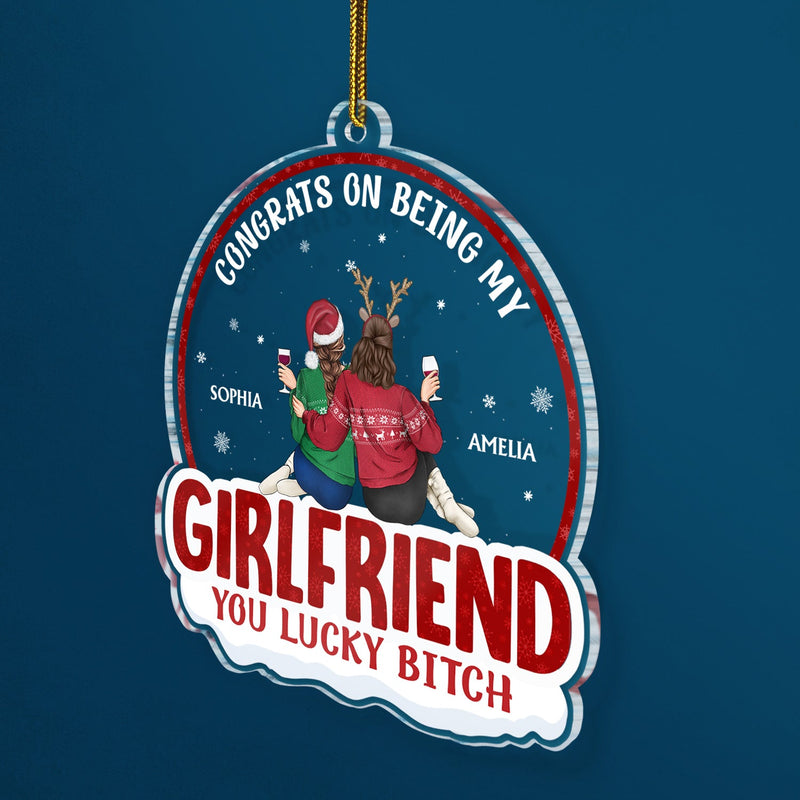 Congrats On Being My Husband Backside - Anniversary, Christmas Gift For Couples, Husband, Wife - Personalized Custom Shaped Acrylic Ornament