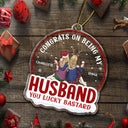 Congrats On Being My Husband Backside - Anniversary, Christmas Gift For Couples, Husband, Wife - Personalized Custom Shaped Acrylic Ornament