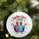 Together Since - Christmas Gift For Couples, Husband, Wife - Personalized White Flat Ball Ornament