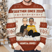 Cartoon Style Couple - Christmas Gift For Spouse, Husband, Wife - Personalized Unisex Ugly Sweater
