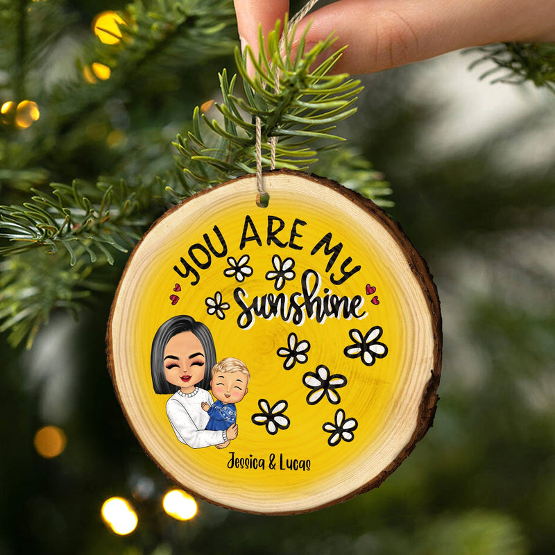 You Are My Sunshine Grandkids - Christmas Gift For Grandmother, Mother, Grandkids - Personalized Wood Slice Ornament