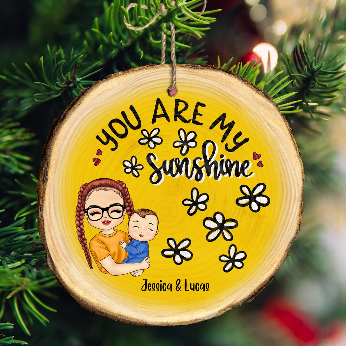 You Are My Sunshine Grandkids - Christmas Gift For Grandmother, Mother, Grandkids - Personalized Wood Slice Ornament