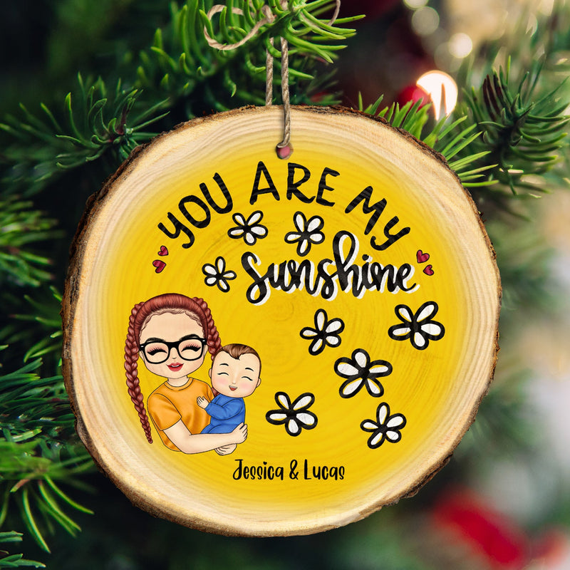 You Are My Sunshine Grandkids - Christmas Gift For Grandmother, Mother, Grandkids - Personalized Wood Slice Ornament