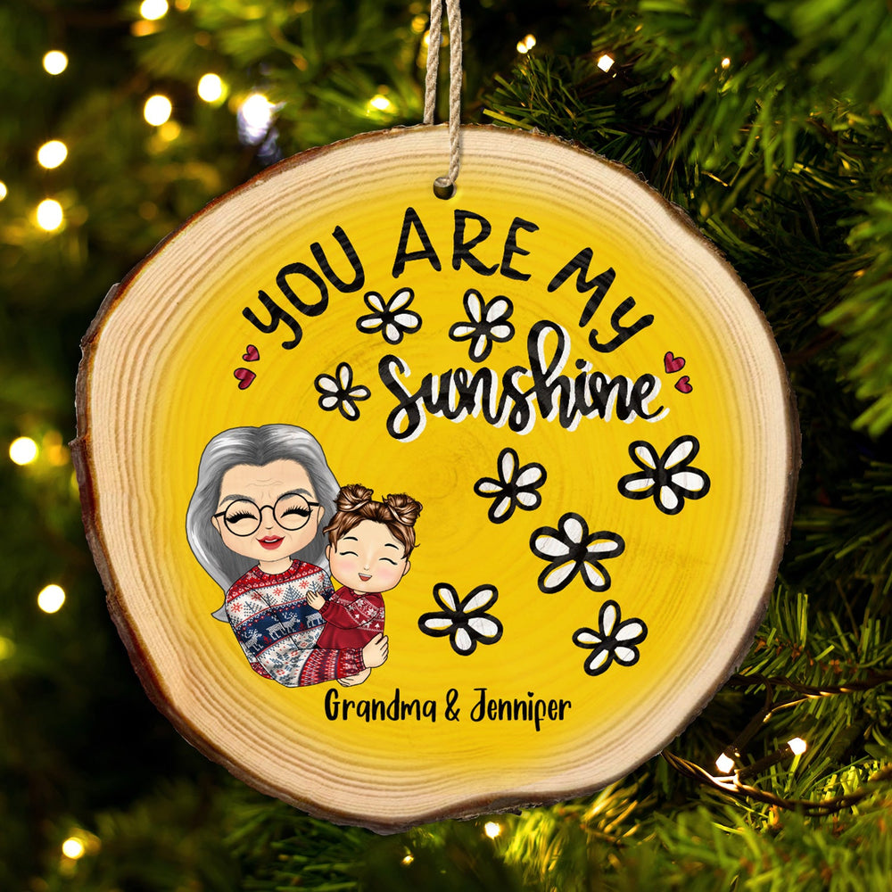 You Are My Sunshine Grandkids - Christmas Gift For Grandmother, Mother, Grandkids - Personalized Wood Slice Ornament