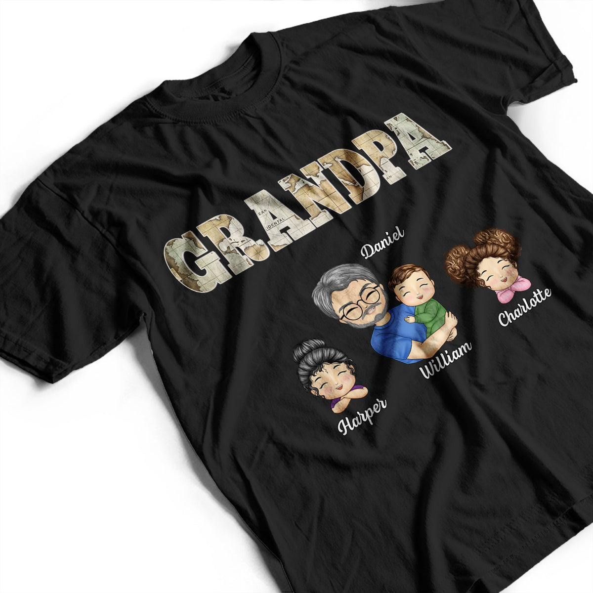 Grandkids Papa Daddy - Gift For Grandpa, Father, Uncle - Personalized T Shirt