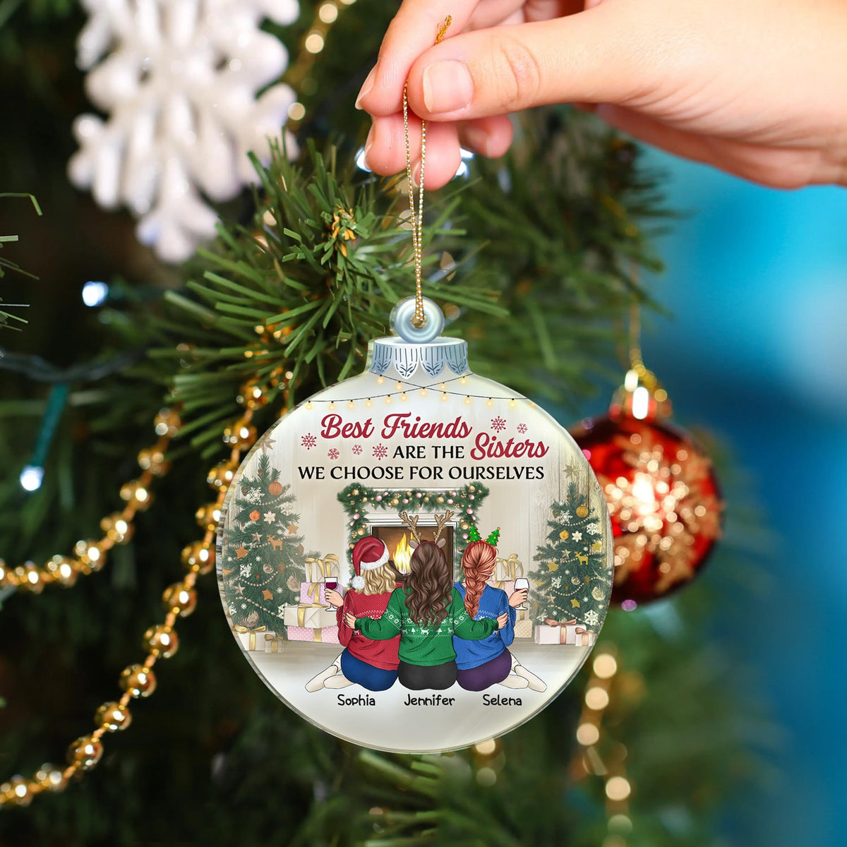 Best Friends Are The Sisters We Choose For Ourselves - Christmas Gift For Besties, Sisters - Personalized Custom Shaped Acrylic Ornament