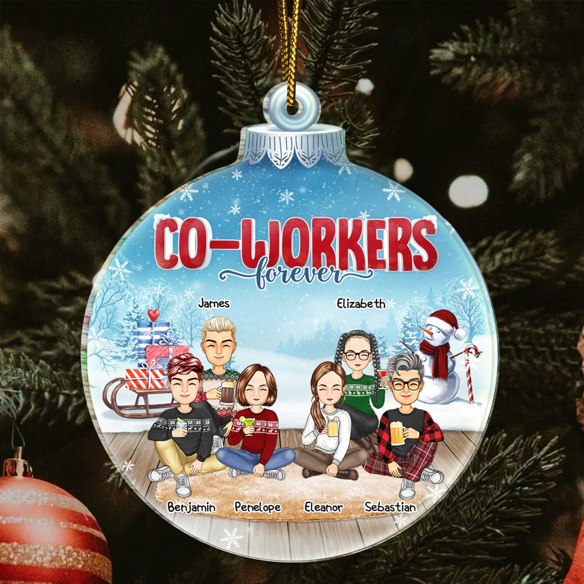 Besties Sisters Forever - Christmas Gift For Colleagues, Brothers, Siblings, Best Friends - Personalized Custom Shaped Acrylic Ornament