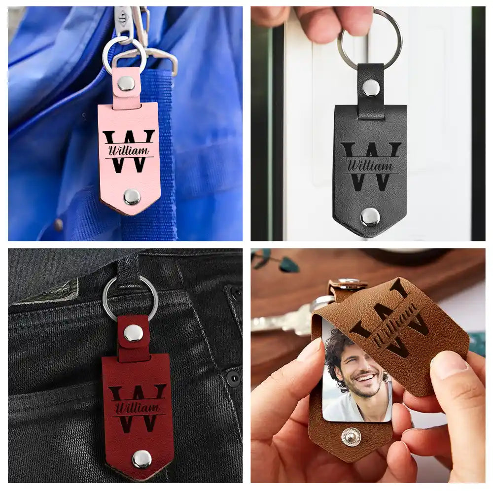Custom Photo Drive Safe I Need You Here With Me - Gift For Couple, Besties, Friends, Family - Personalized Leather Photo Keychain