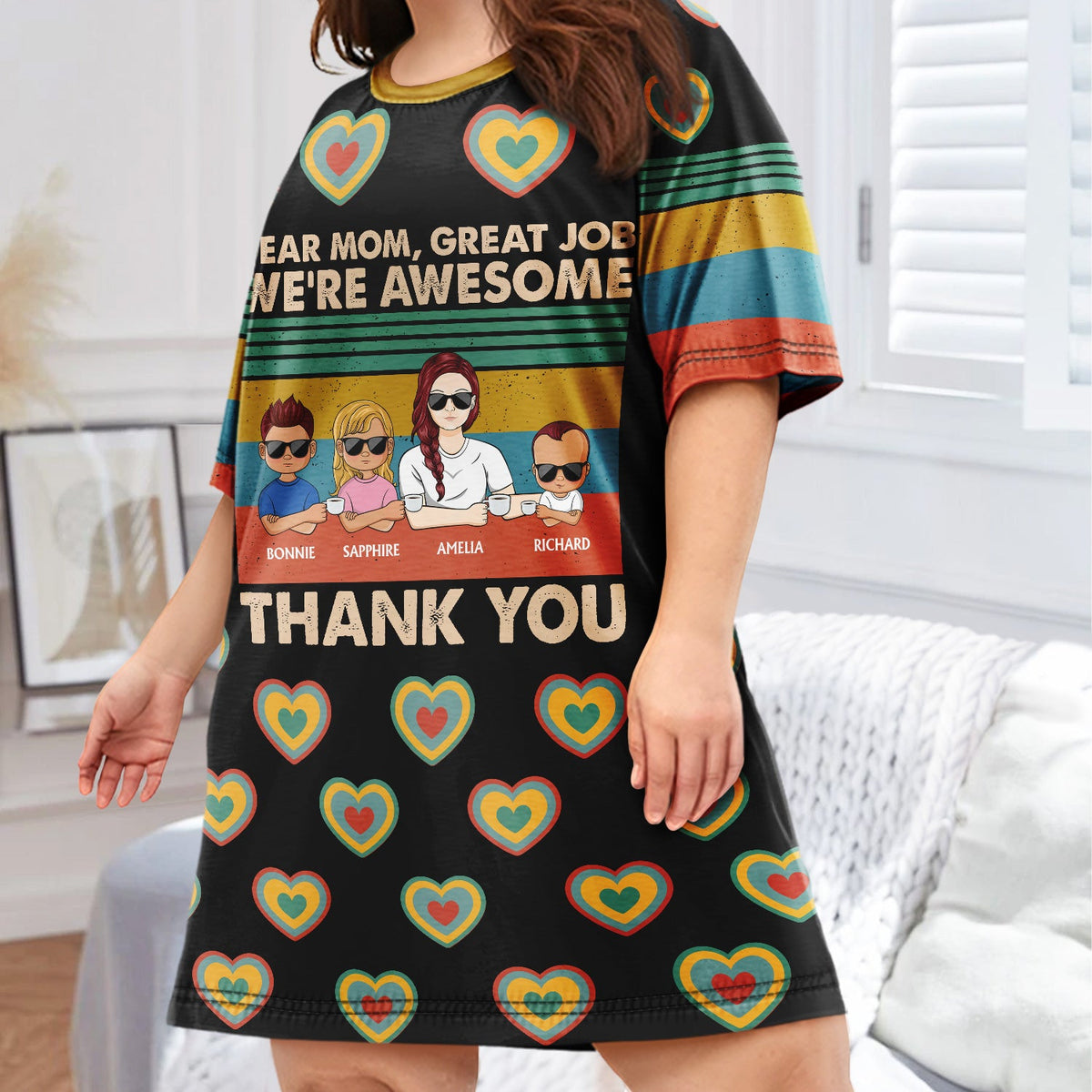 Dear Mom Great Job We're Awesome Thank You Young - Birthday, Loving Gift For Mother, Grandma, Grandmother - Personalized Women's Sleep Tee
