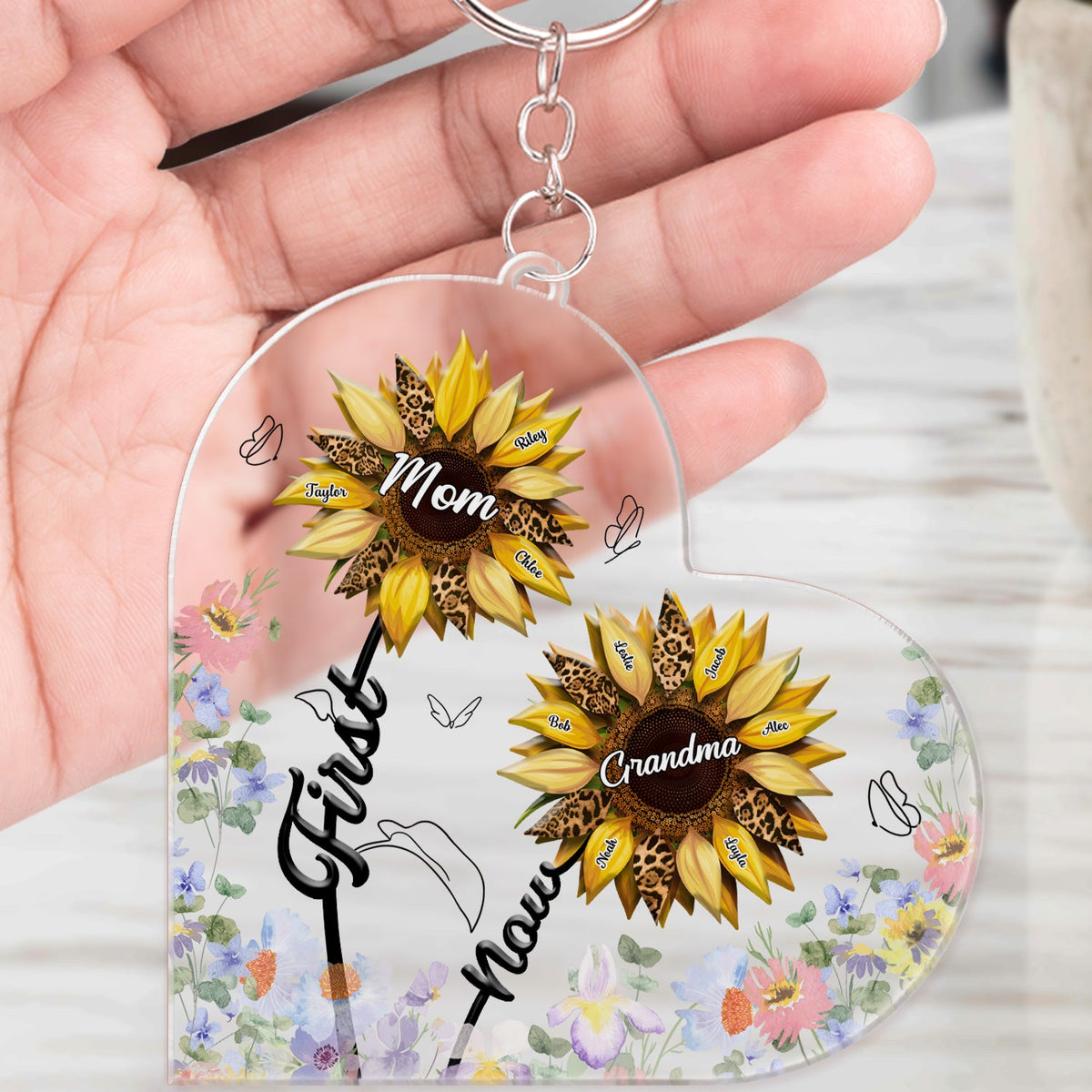 First Mom Now Grandma - Gift For Mothers, Grandmas, Aunties - Personalized Acrylic Keychain