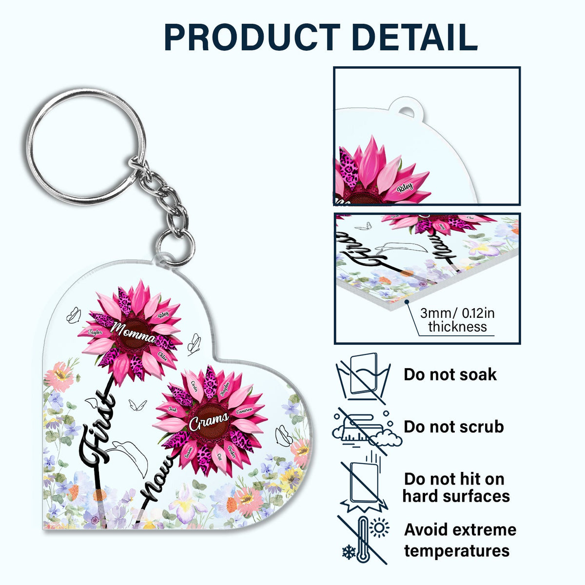 First Mom Now Grandma - Gift For Mothers, Grandmas, Aunties - Personalized Acrylic Keychain