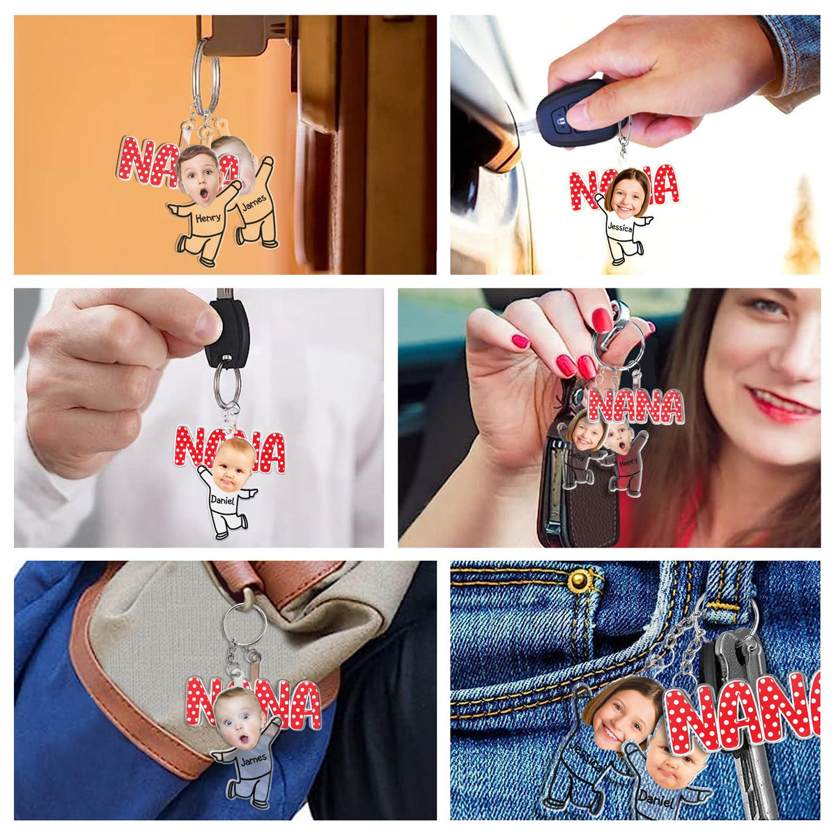 Custom Photo Nana, Mom, Auntie - Birthday, Loving Gift For Mother, Grandma, Grandmother - Personalized Acrylic Tag Keychain