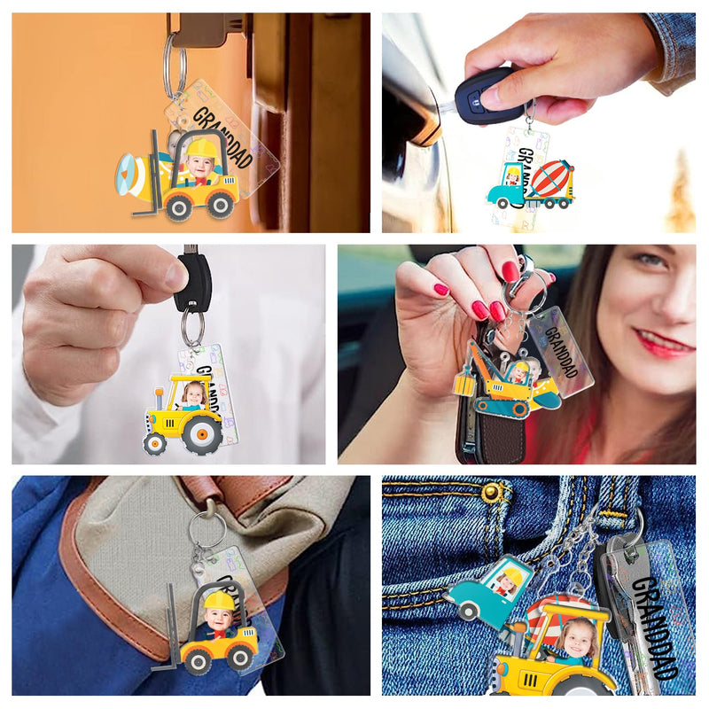 Custom Photo Nana Papa Mommy Daddy Our Grandkids - Loving Gift For Grandma, Grandparents, Mother, Father - Personalized Acrylic Tag Keychain