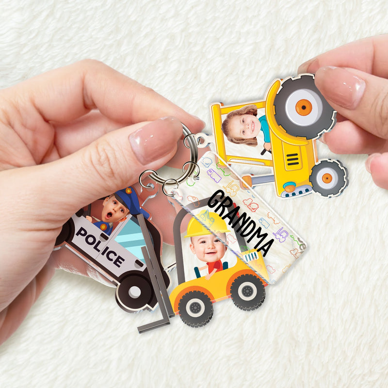 Custom Photo Nana Papa Mommy Daddy Our Grandkids - Loving Gift For Grandma, Grandparents, Mother, Father - Personalized Acrylic Tag Keychain