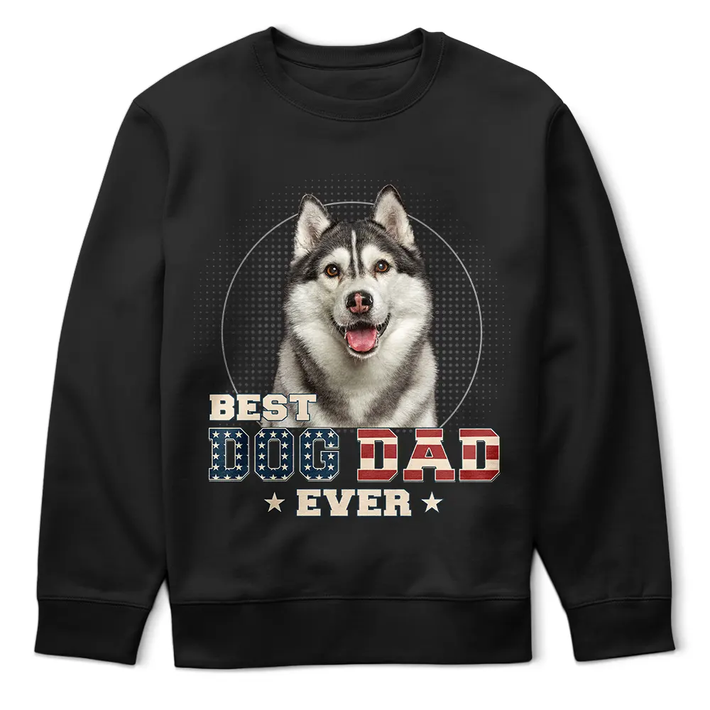 Custom Photo Best Dog Cat Dad Ever Stars And Stripes - Personalized T Shirt