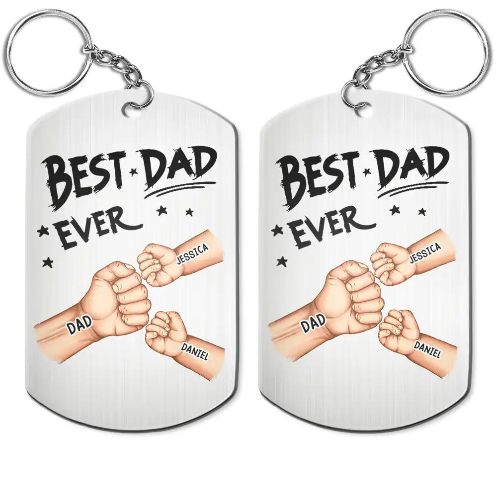 Best Dad Grandpa Ever Fist Bump - Personalized Aluminum Keychain