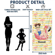 Beach Girl Pool Girl Flamingo - Personalized Beach Towel