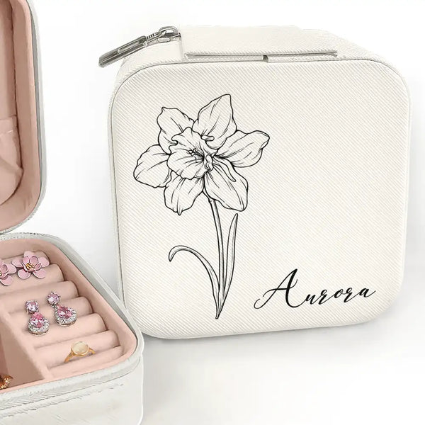Birth Month Flowers Sketch Bloom Where You're Planted - Personalized Jewelry Box