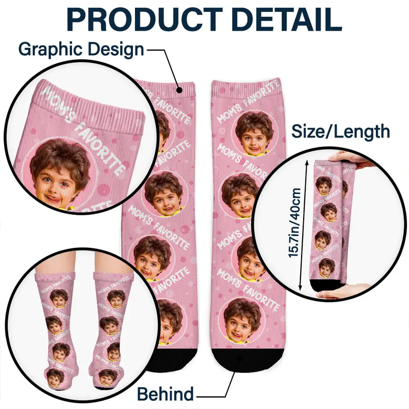 Custom Photo Mom's Favorite - Personalized Socks