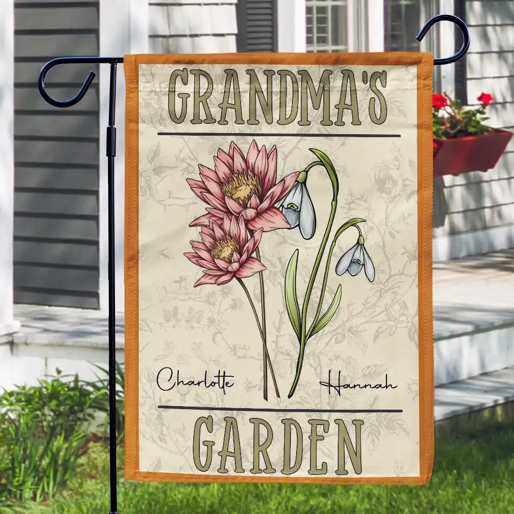 Birth Flowers Bouquet Grandma's Garden - Personalized Flag