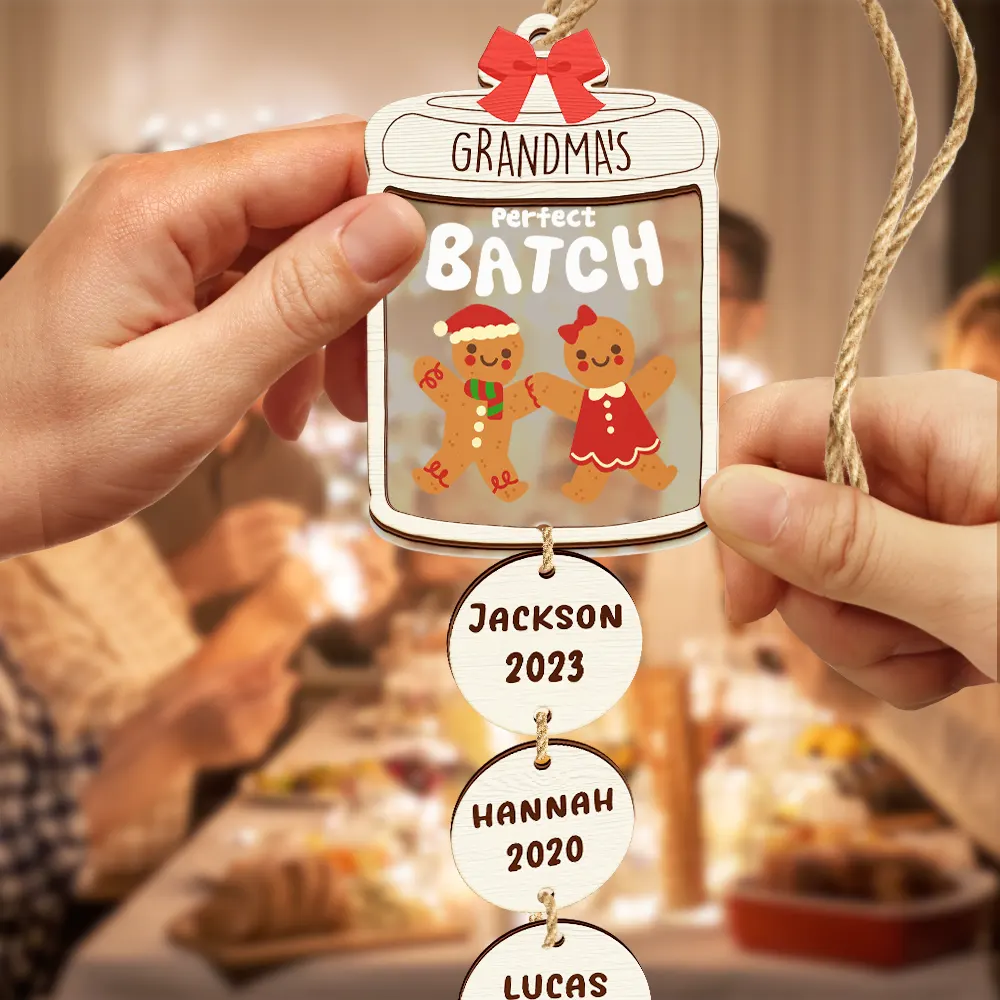 Grandma Grandpa Mom Dad Perfect Patch Cookies - Personalized Mix Ornament With Wooden Tag