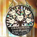 Tree Of Heart Grandkids Make Life Grand - Personalized Window Hanging Rainbow Suncatcher