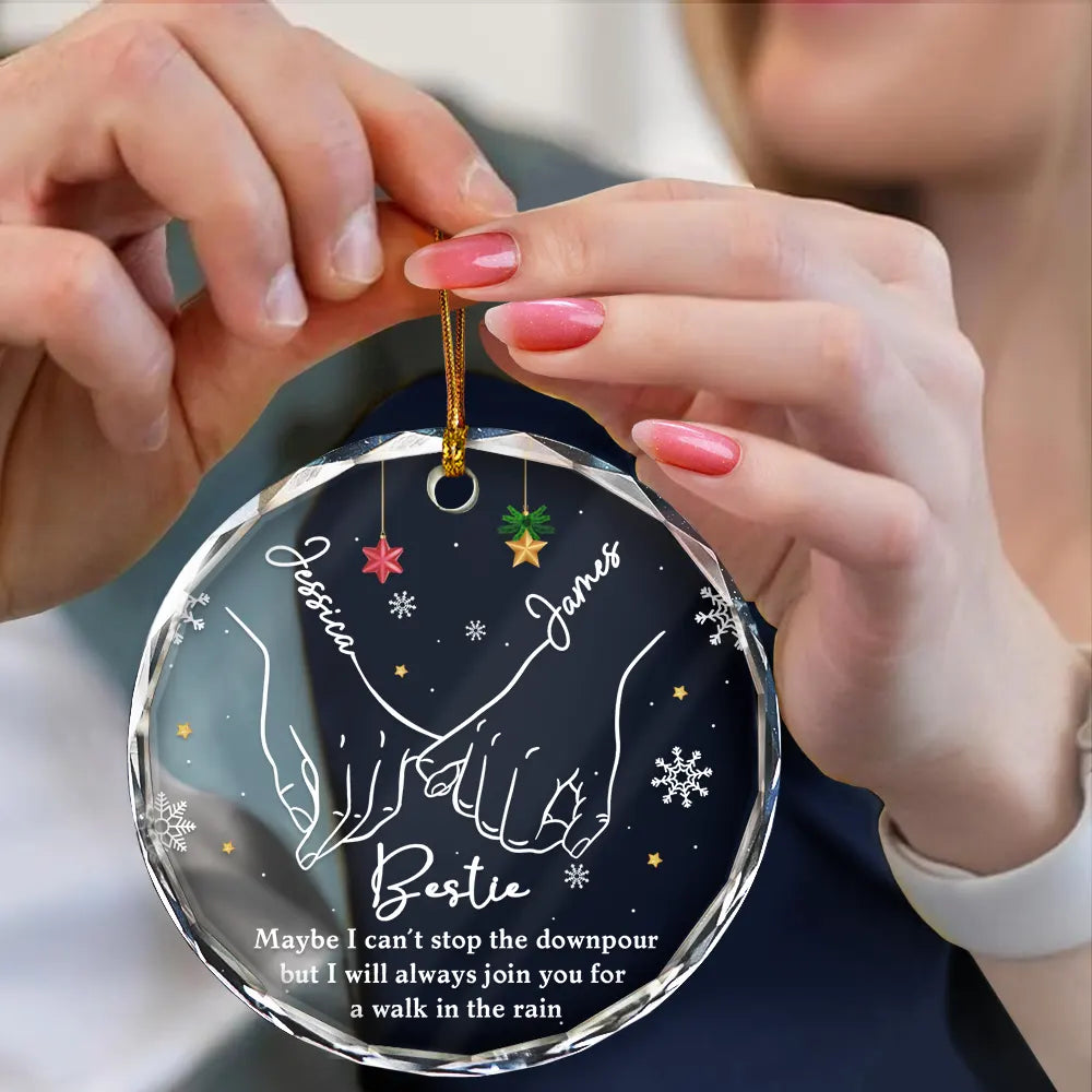 Bestie Sister I Promise You - Personalized Circle Glass Ornament