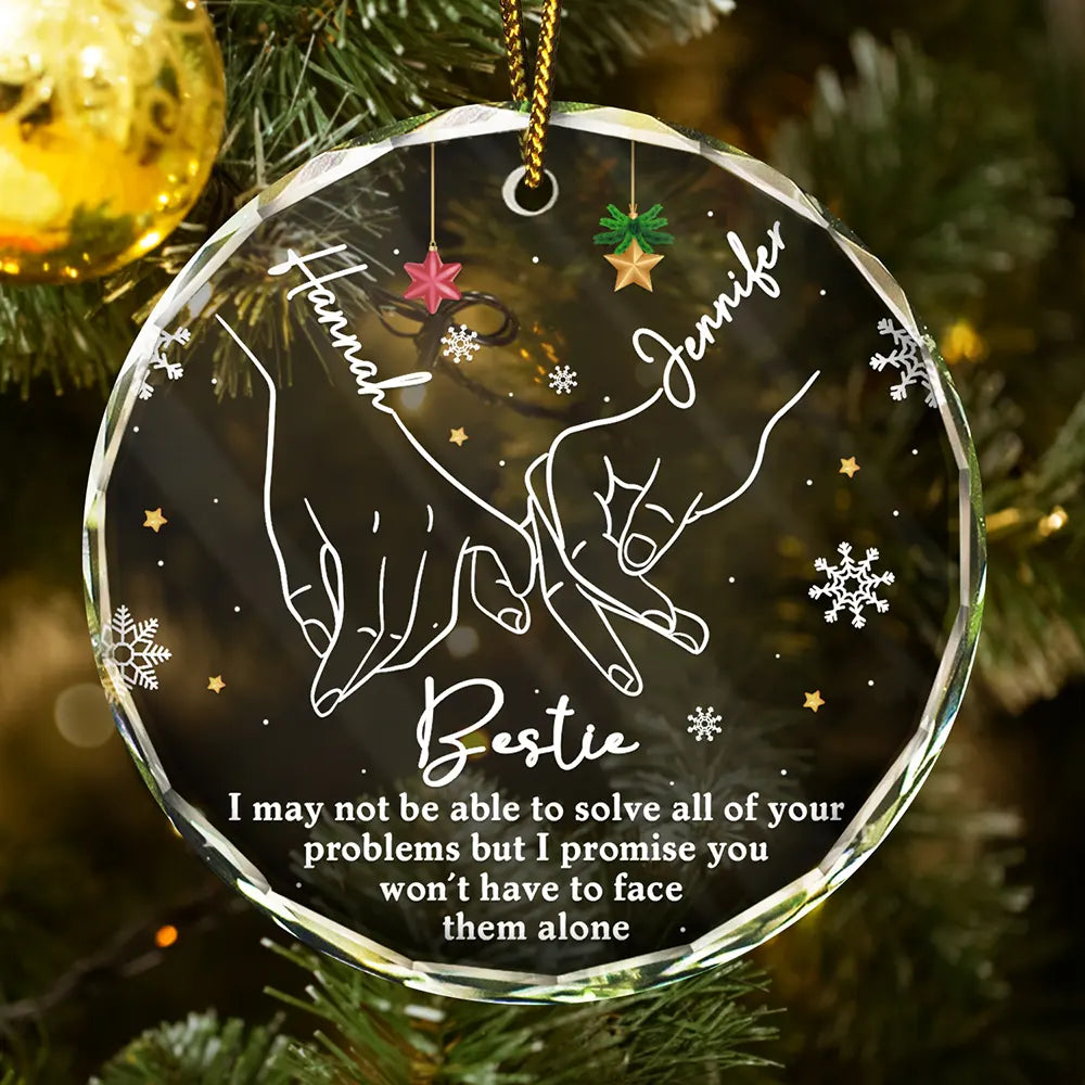 Bestie Sister I Promise You - Personalized Circle Glass Ornament