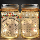 Holding Hands First Christmas Couple - Personalized Mason Jar Light