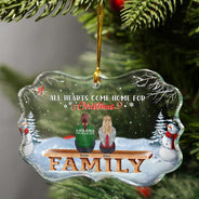 Christmas,Family,Parents,Gift For Grandparents,Gift For Sibling,Love,Memorial - Family Where Begins And Love Never Ends Memorial - Personalized Medallion Glass Ornament