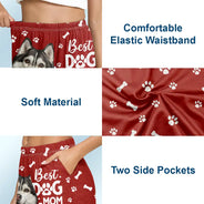 Pet Lovers, Pet Mom, Pet Dad, Dog Lovers, Cat Lovers - Custom Photo Best Dog Dad Mom Ever - Personalized Pajama Shorts