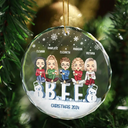 Gift For Bestie,Gifts For Colleagues,Happy,Christmas - Besties Forever Christmas Sisters Chibi - Personalized Circle Glass Ornament