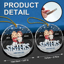 Gift For Bestie,Gifts For Colleagues,Happy,Christmas - Besties Forever Christmas Sisters Chibi - Personalized Circle Glass Ornament