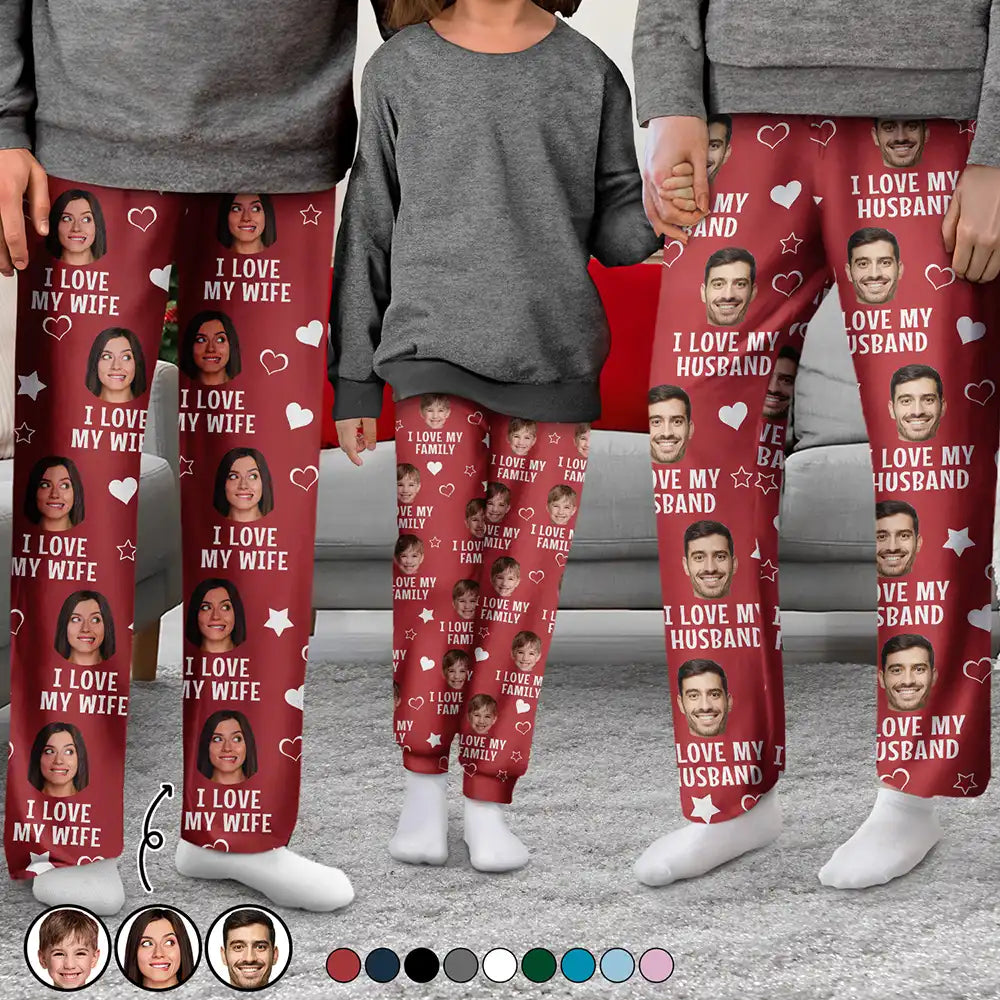 Family - Custom Photo I Love My Family - Personalized Kid Pajama Pants